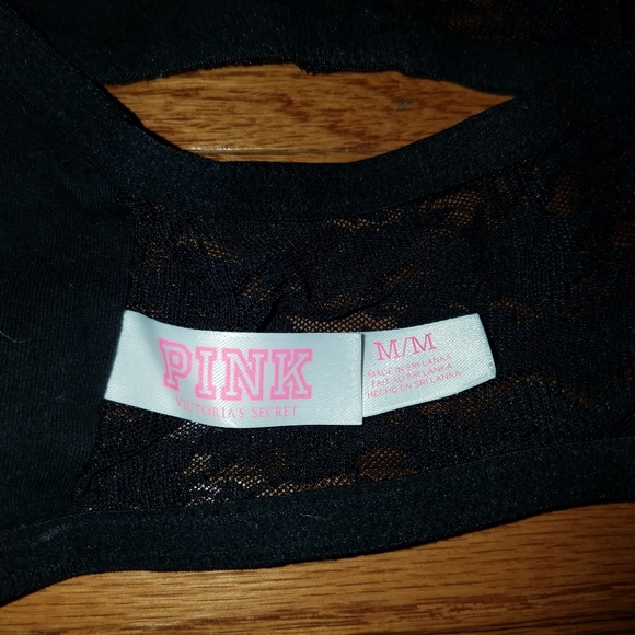 VS Victoria's Secret PINK Black Lace Bandeau Size Medium - Picture 6 of 9